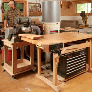 machines clustered in the center of the shop space